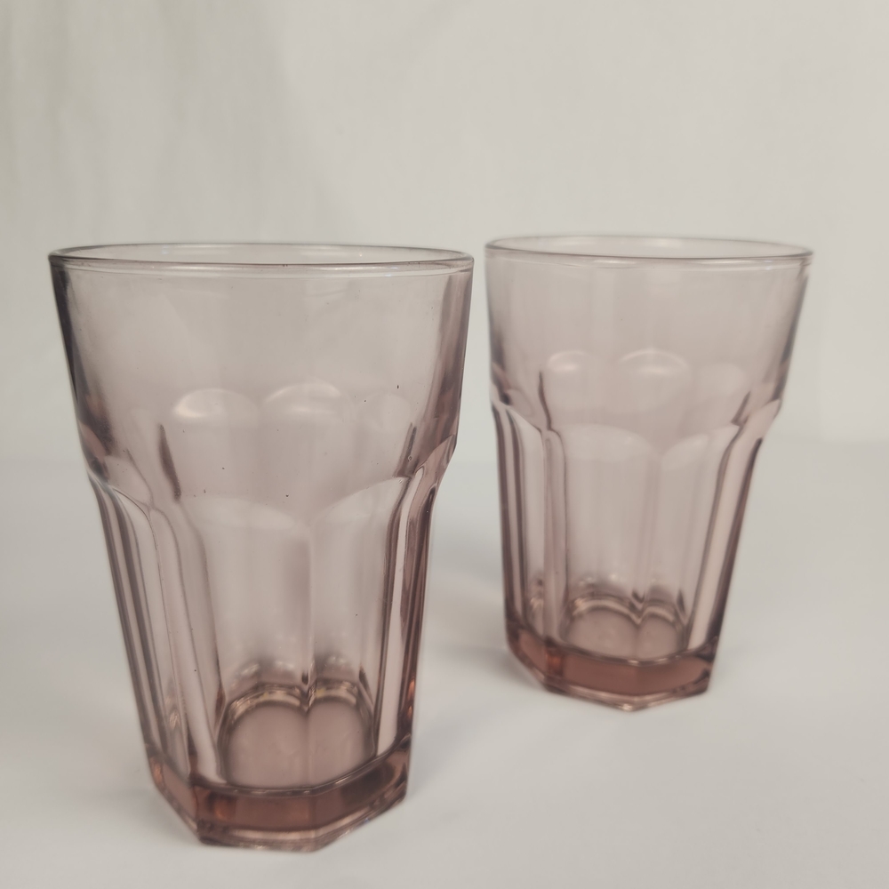 Lot Of 2 Libbey Plum Light Purple Drinking Glasses Tumblers 5"
